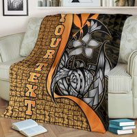 Polynesian Hawaii Custom Personalised Premium Blanket Gold - Turtle with Hook - Polynesian Pride