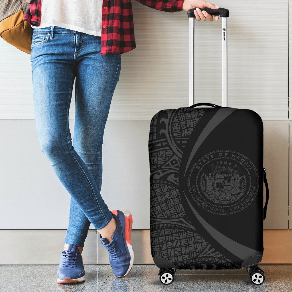 Hawaii Coat Of Arm Polynesian Luggage Cover - Circle Style 06 White - Polynesian Pride