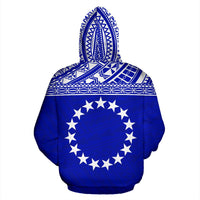 Cook Islands Polynesian Zip up Hoodie Horizontal Blue - Polynesian Pride