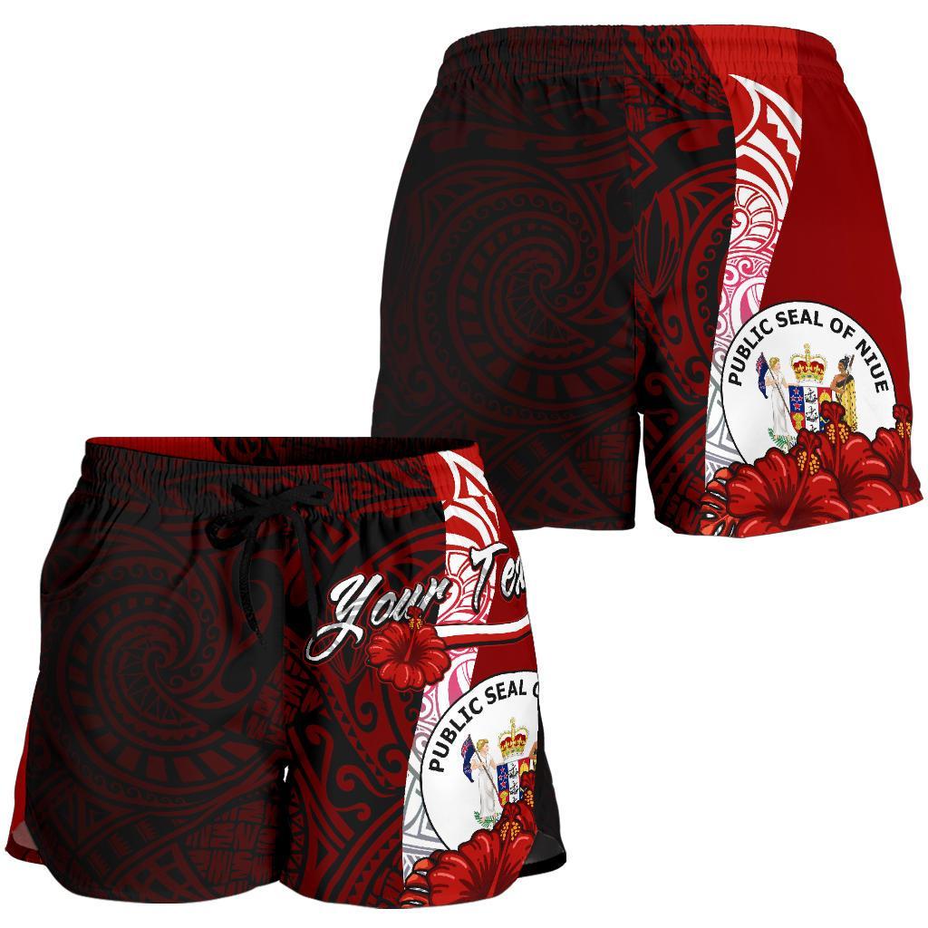Niue Polynesian Custom Personalised Women's Shorts - Coat Of Arm With Hibiscus - Polynesian Pride