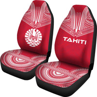 Tahiti Car Seat Cover - Tahiti Flag Polynesian Chief Tattoo Red Version - Polynesian Pride
