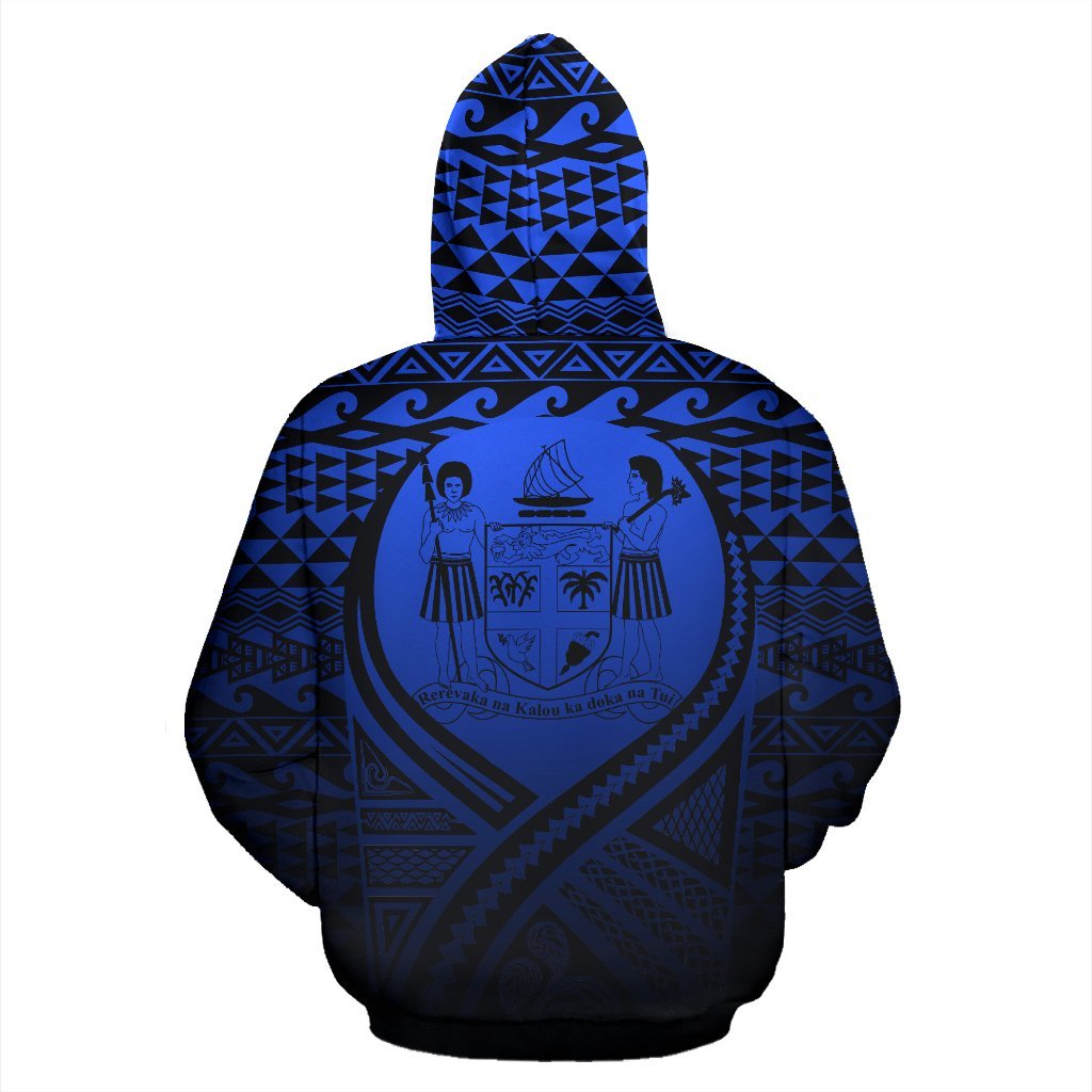 Fiji All Over Zip up Hoodie Lift up Blue - Polynesian Pride