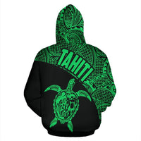 Tahiti Zip up Hoodie Tahiti Turtle Mermaid Polynesian Tattoo Green Version - Polynesian Pride