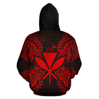 Polynesian Hawaii All Over Zip up Hoodie Map Turtle Red - Polynesian Pride