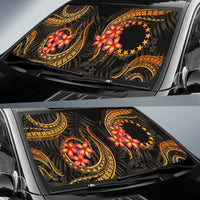 Cook Islands Auto Sun Shades - Gold Plumeria - Polynesian Pride