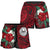 Tahiti Polynesian Women's Shorts - Hibiscus and Sea Turtle (Red) - Polynesian Pride