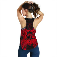 Tuvalu Polynesian Women Tank Top Map Red - Polynesian Pride