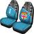 Fiji Tapa Car Seat Covers - Fiji Flag Polynesian White Curve Blue - Polynesian Pride