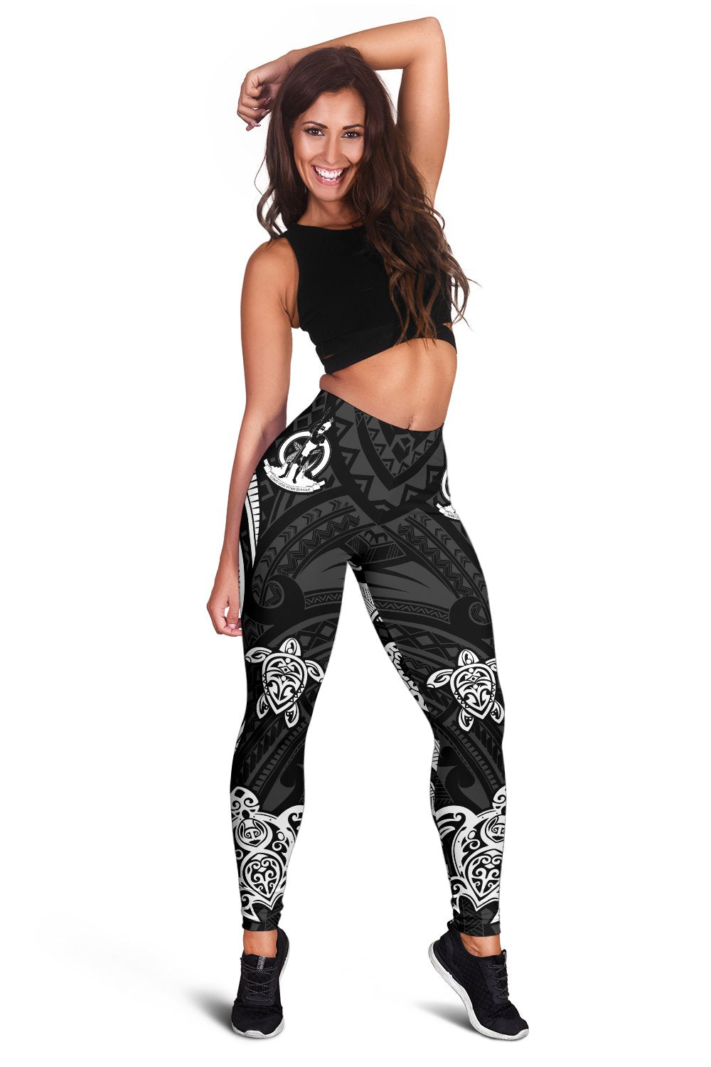 Vanuatu Women's Leggings - White Tentacle Turtle White - Polynesian Pride