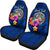 American Samoa Polynesian Custom Personalised Car Seat Covers - Floral With Seal Blue - Polynesian Pride