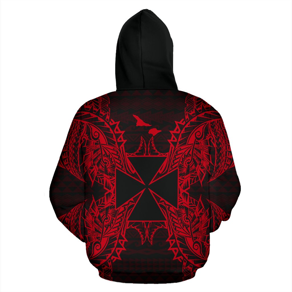 Wallis nd Futuna Polynesian ll Over Hoodie Map Red - Polynesian Pride