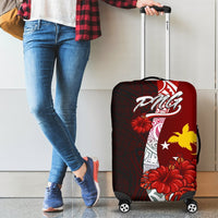 Papua New Guinea Polynesian Luggage Covers - Coat Of Arm With Hibiscus - Polynesian Pride
