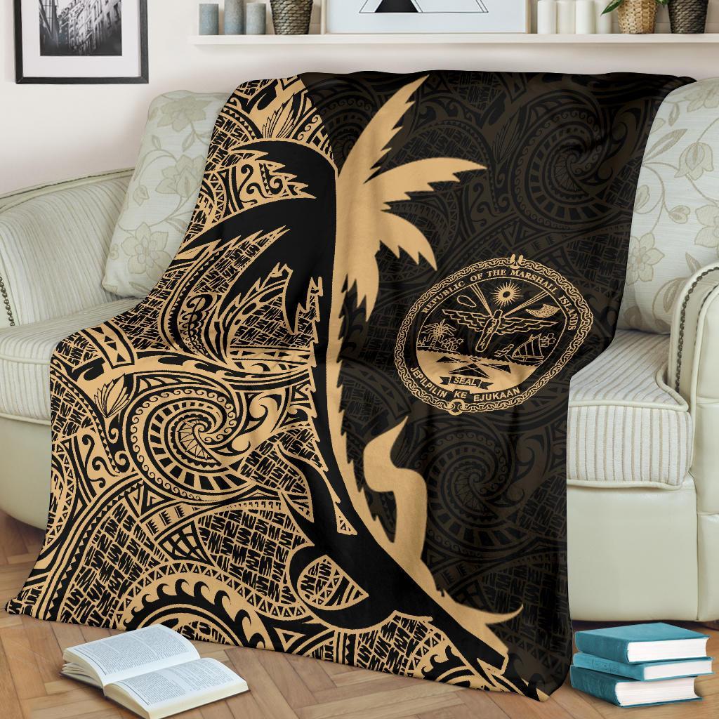 Marshall Islands Coconut Tree Premium Blanket Gold - Polynesian Pride