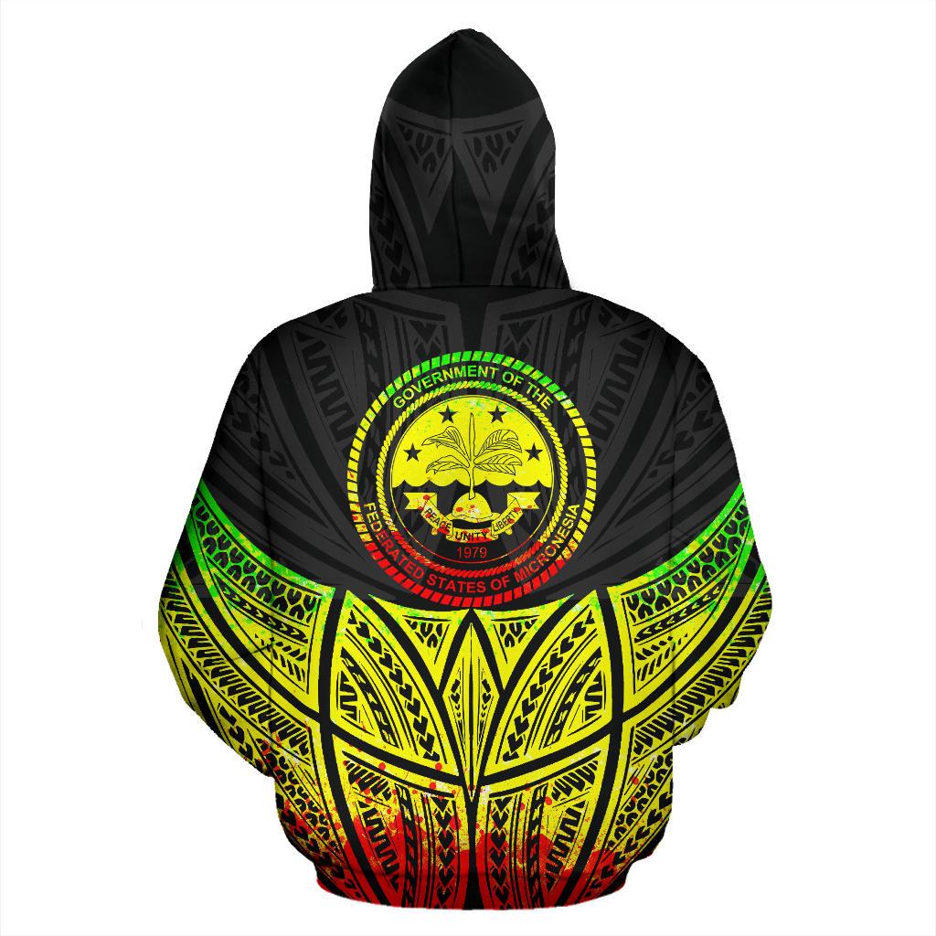 Federated States of Micronesia Polynesian Zip up Hoodie Reggae Pride Map and Seal - Polynesian Pride