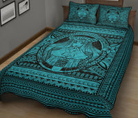 Hawaii Polynesian Pele Kanaka Quilt Bed Set Blue - Polynesian Pride
