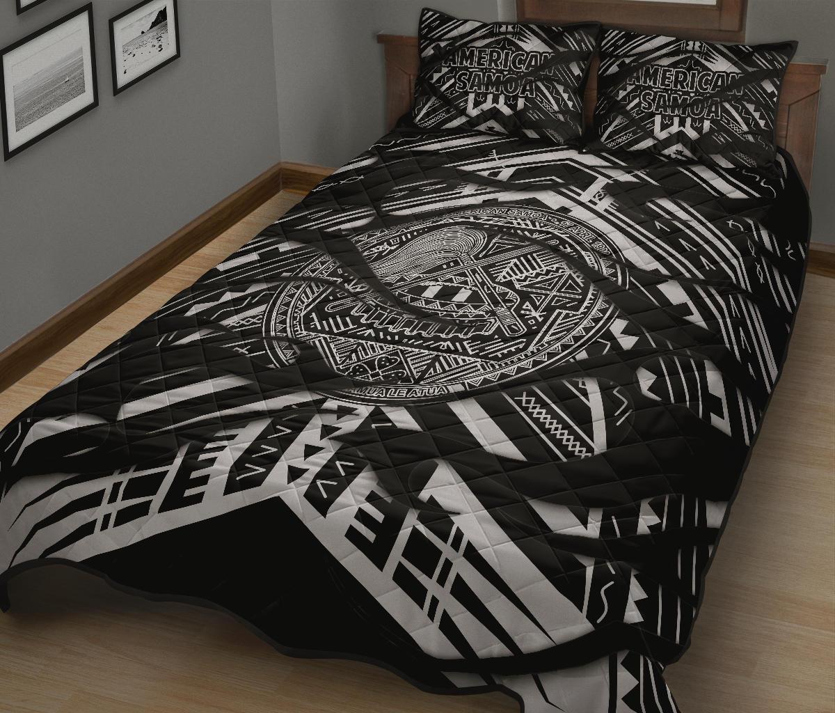 American Samoa Quilt Bed Set - American Samoa Seal Polynesian Tattoo Forward Wind - Polynesian Pride
