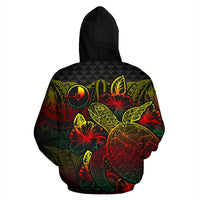 Yap Polynesian Zip up Hoodie Turtle Hibiscus Reggae - Polynesian Pride