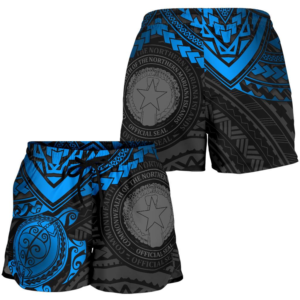 Northern Mariana Islands Polynesian Shorts (Women) - Blue Turtle Women BLUE - Polynesian Pride