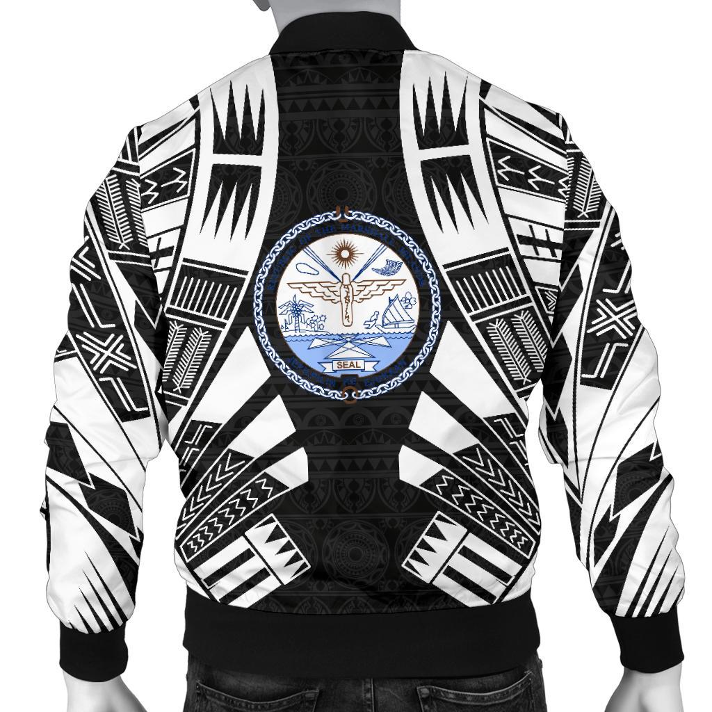 Marshall Islands Men Bomber Jackets - Polynesian Tattoo Black - Polynesian Pride