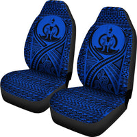 Vanuatu Car Seat Cover - Vanuatu Coat Of Arms Polynesian Tattoo Blue - Polynesian Pride