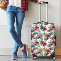 Tropical Palm Leaf White Luggage Cover - Polynesian Pride