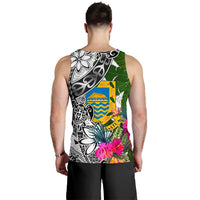 Tuvalu Custom Personalised Men's Tank Top White - Turtle Plumeria Banana Leaf - Polynesian Pride