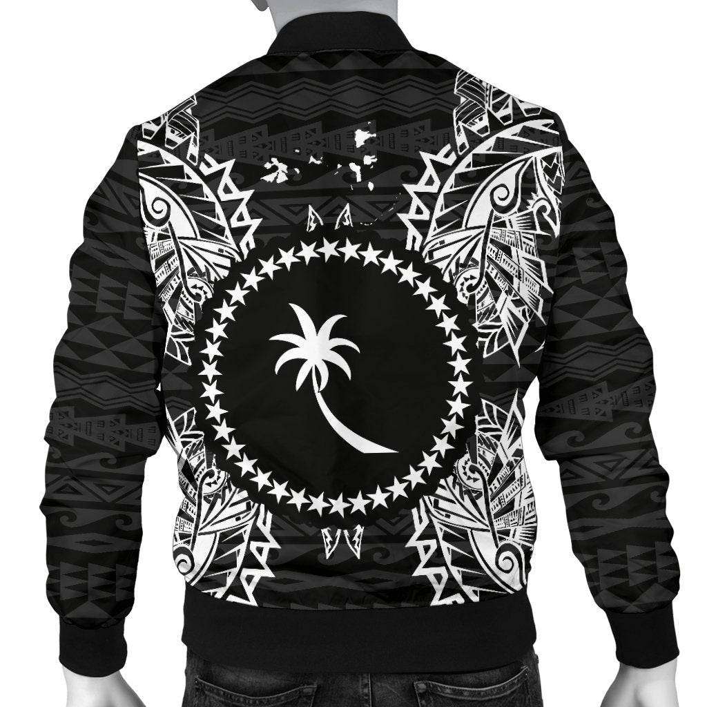 Chuuk Polynesian Men's Bomber Jacket Map Black - Polynesian Pride