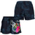 Vanuatu Polynesian Women's Shorts - Tropical Flower Women Blue - Polynesian Pride