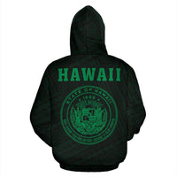 Polynesian Kakau Seal of Hawaii Zip Hoodie Green - Polynesian Pride