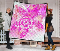 Hawaii Turtle Hibiscus Premium Quilt - Dreamy Style - AH - Polynesian Pride