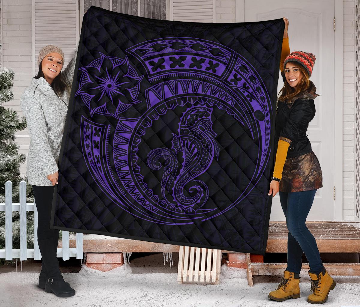 Polynesian Quilt - Polynesian Purple Seahorse Tattoo - Polynesian Pride