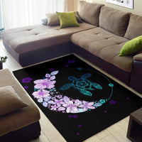 Hawaiian Hibiscus Plumeria Turtle Colorful Flower Rug - Polynesian Pride