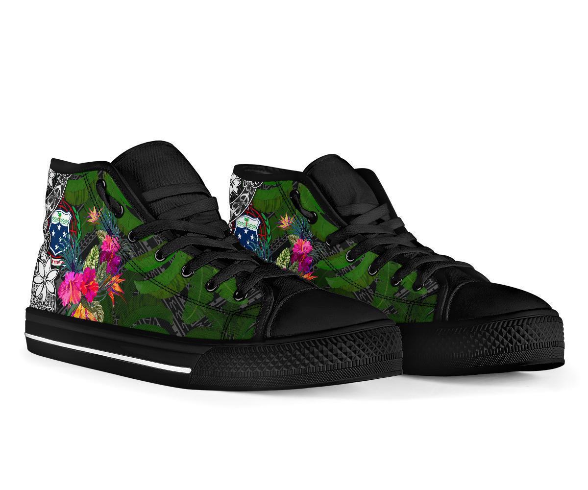 Samoa High Top Shoes - Turtle Plumeria Banana Leaf - Polynesian Pride