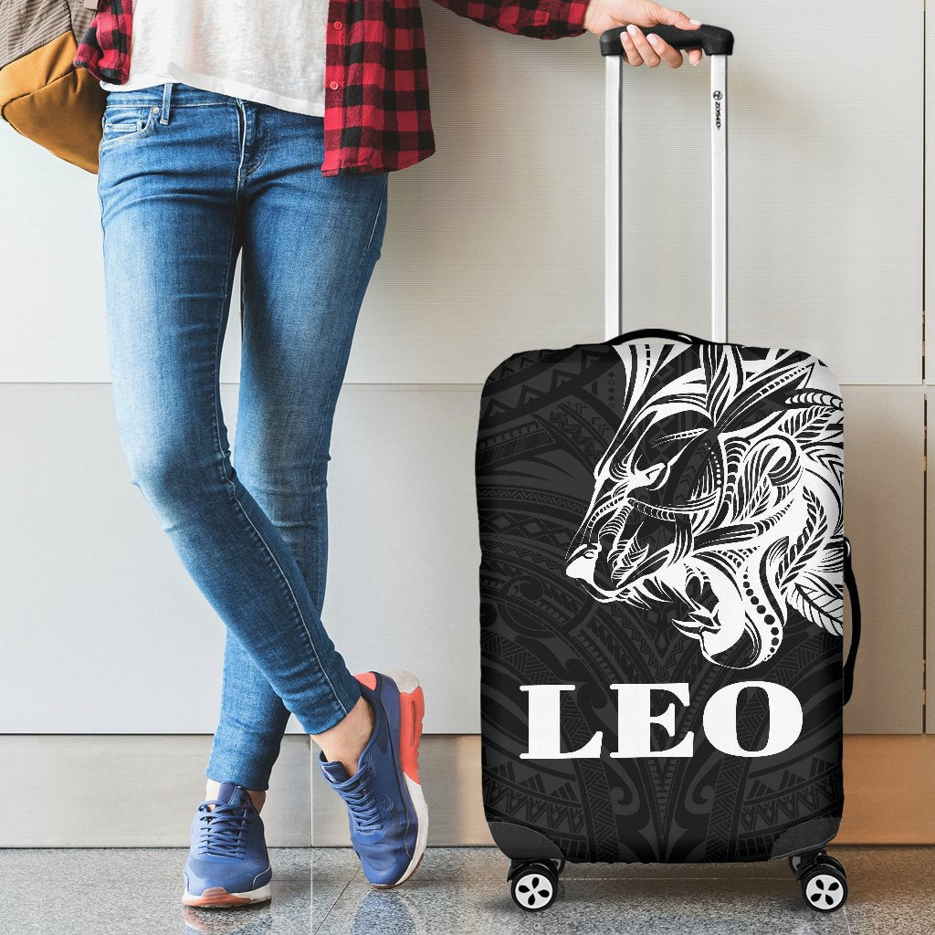 Sun In Leo Zodiac Luggage Covers Polynesian Tattoo Simple - White - Polynesian Pride