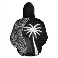 Pohnpei Polynesian Zip up Hoodie Coconut Tree Black - Polynesian Pride