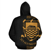 Tuvalu Polynesian Custom Zip up Hoodie Line Gold - Polynesian Pride