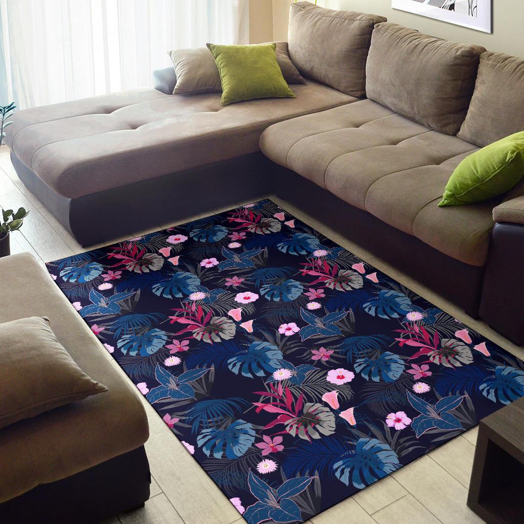 Tropical Palm Tree And Flower Rug - Polynesian Pride