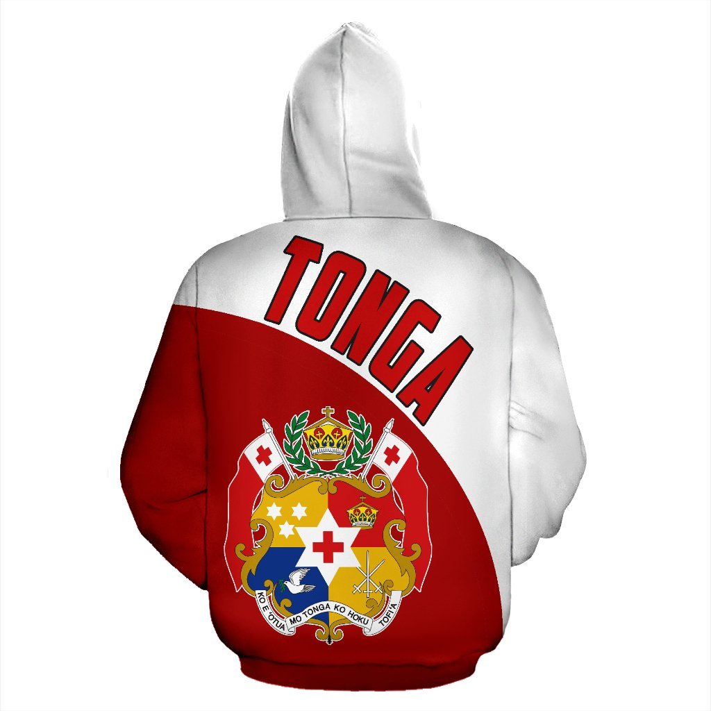 Tonga Hoodie Tonga Coat of Arms Wave Flag Color - Polynesian Pride