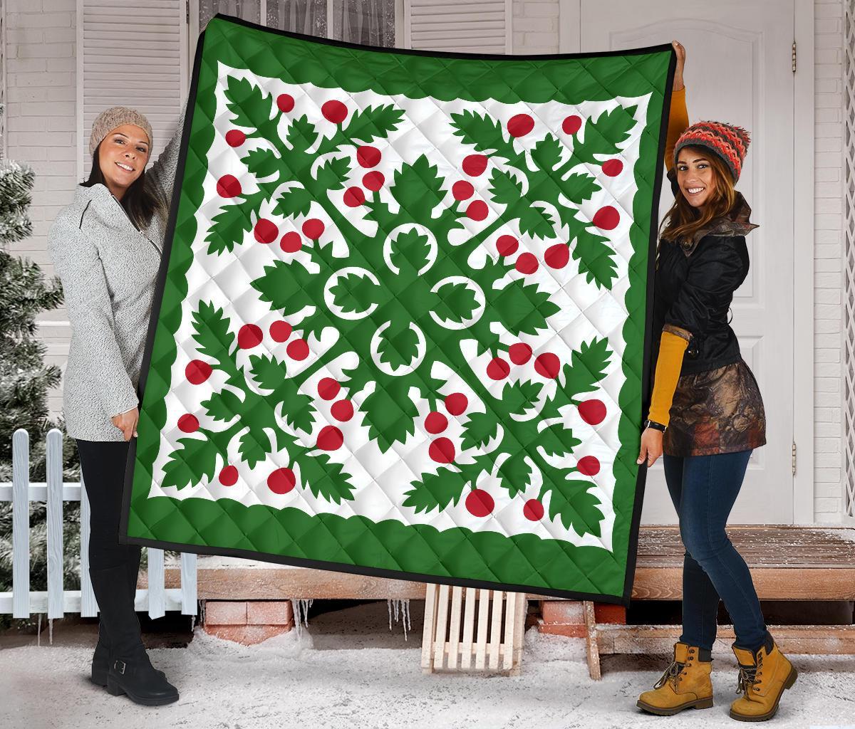 Hawaiian Fresh Fruit Tropical Pattern Premium Quilt - Green - Argu Style - AH - Polynesian Pride