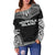 Norfolk Island Polynesian Chief Women's Off Shoulder Sweater - Black Version - Polynesian Pride