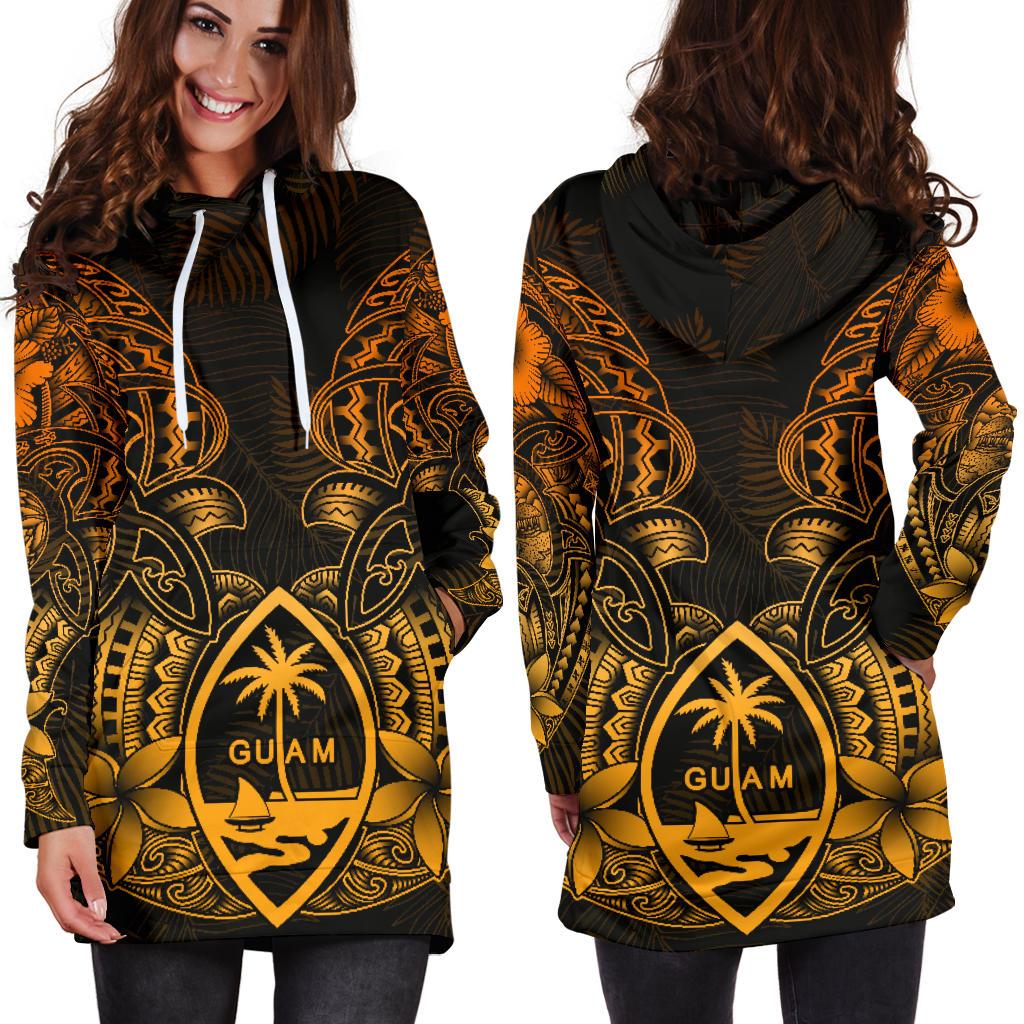 Guam Polynesian Hoodie Dress - Gold Turtle Homeland - Polynesian Pride