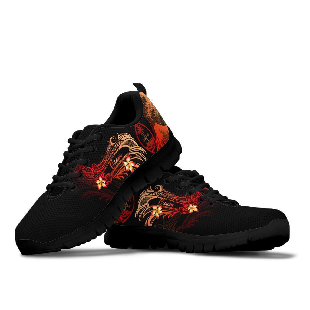 Guam Polynesian Sneakers - Plumeria Flowers And Waves - Polynesian Pride