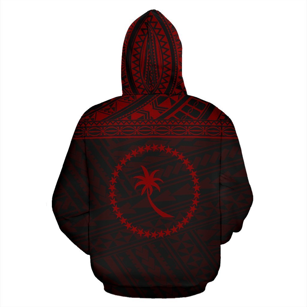 Federated States of Micronesia All Over Zip up Hoodie Chuuk Red Style - Polynesian Pride