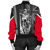 Hawaii King Flag Polynesian Women's Bomber Jacket - White - Polynesian Pride