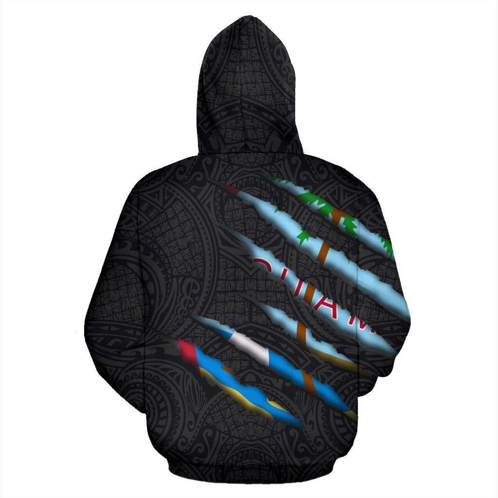 Guam All Over Zip up Hoodie Scratch Style - Polynesian Pride