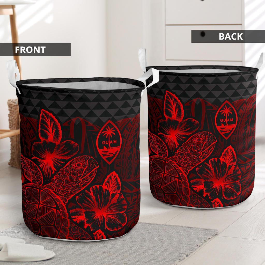 Guam Laundry Basket - Polynesian Turtle Hibiscus Red - Polynesian Pride