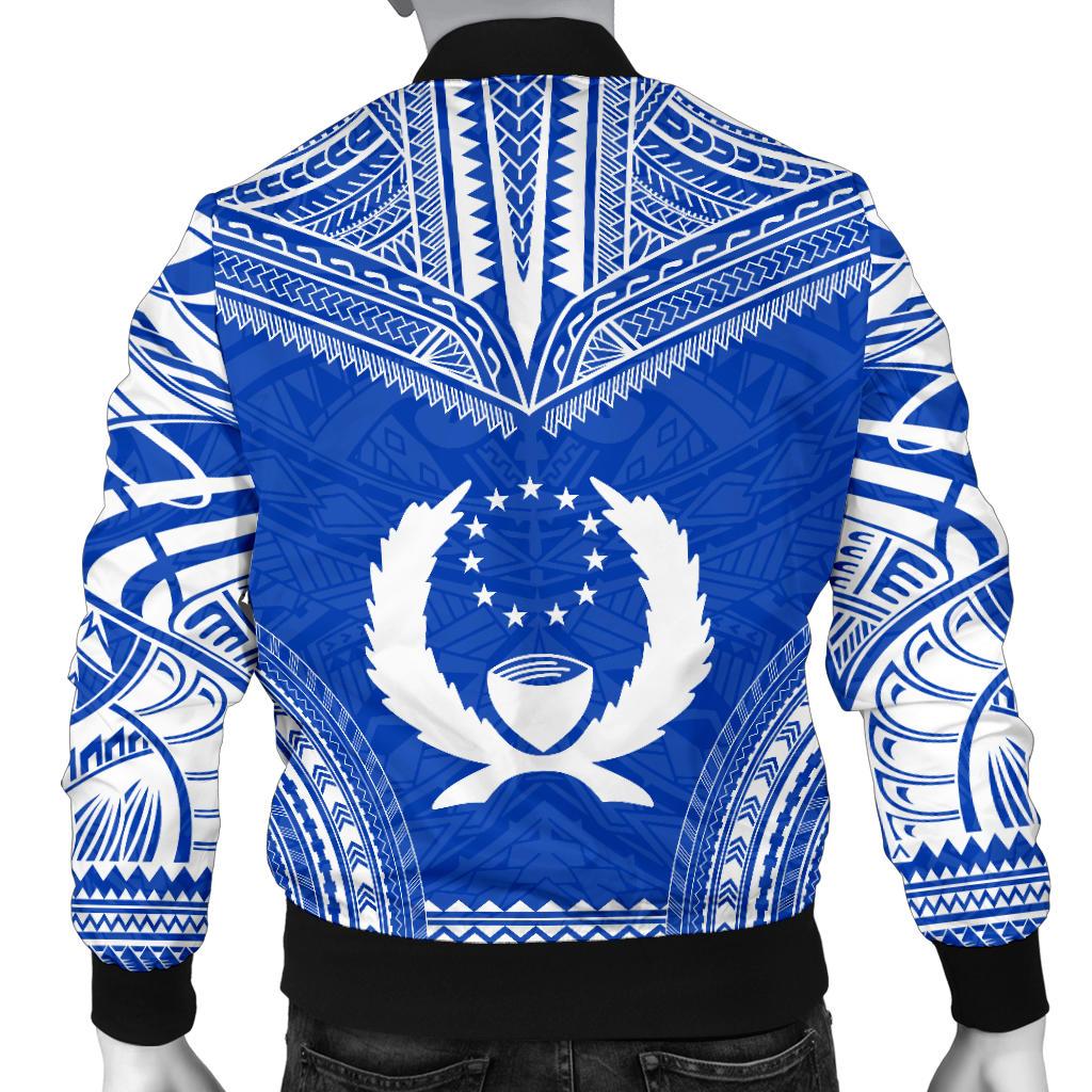 Pohnpei Flag Polynesian Chief Men's Bomber Jacket - Polynesian Pride