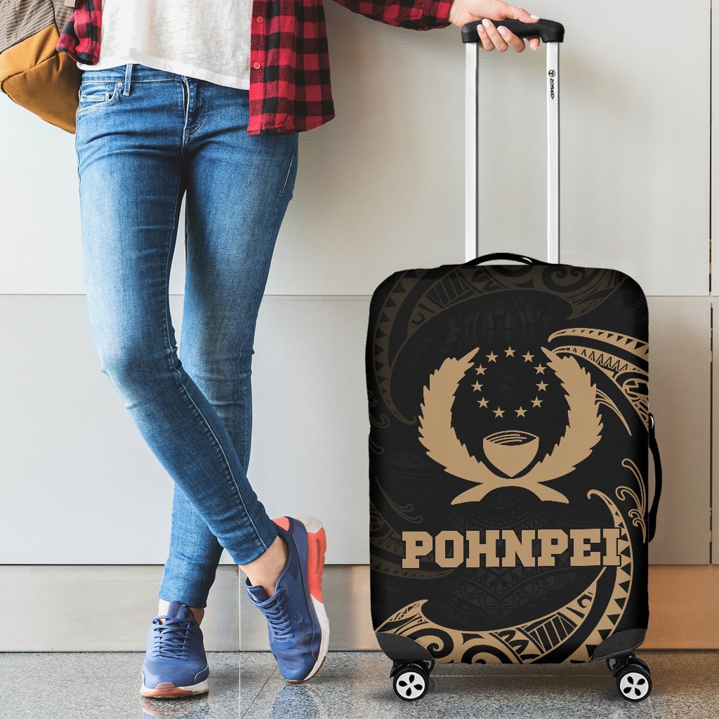 Pohnpei Micronesia Luggage Covvers - Gold Tribal Wave - Polynesian Pride