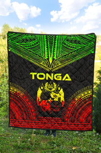 Tonga Premium Quilt - Tonga Coat Of Arms Polynesian Chief Reggae Version - Polynesian Pride