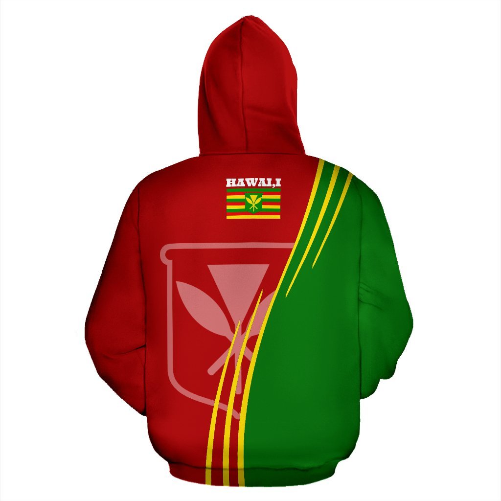 Hawaii Hoodie Kanaka Maoli Flag Line Wave - Polynesian Pride